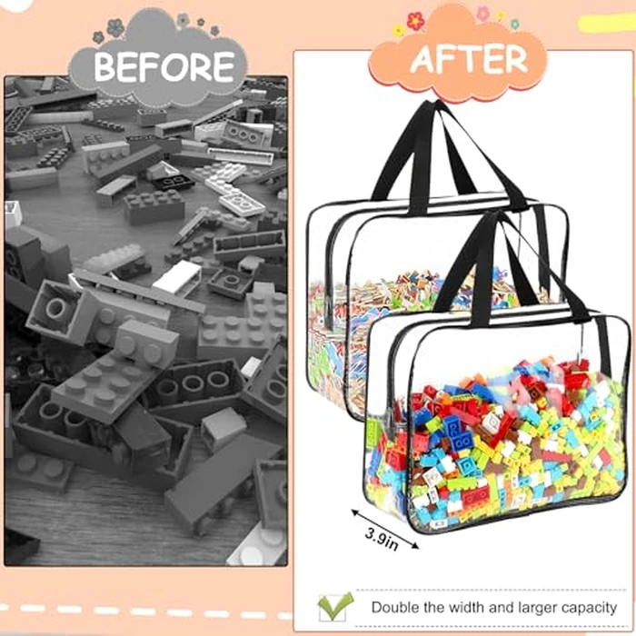 6 Packs Large Toy Storage Bags with Labels, Reusable Clear PVC Board Game Storage, Travel Waterproof Organizer Bags with Zipper for Building Blocks, Puzzle, Kids Books by OPELETNNT - Image 5