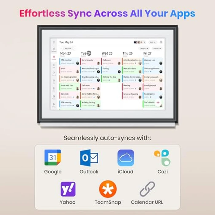 BIGASUO 10.1" Digital Calendar, Smart Touchscreen Interactive Display, Electronic Organizer for Monthly, Weekly & Daily Agenda, Chore Chart, Meal Planner, To Do List, Family Schedules, Picture Frame by BIGASUO - Image 2