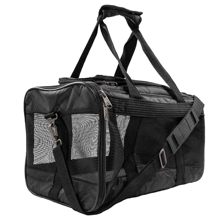 Sherpa Deluxe Guaranteed On Board Soft Sided Dog & Cat Carrier, Black, Medium by Sherpa - Used - Like New condition - US$34.43