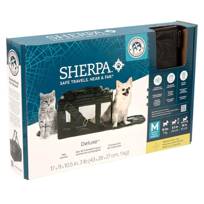 Sherpa Deluxe Guaranteed On Board Soft Sided Dog & Cat Carrier, Black, Medium by Sherpa - Image 2