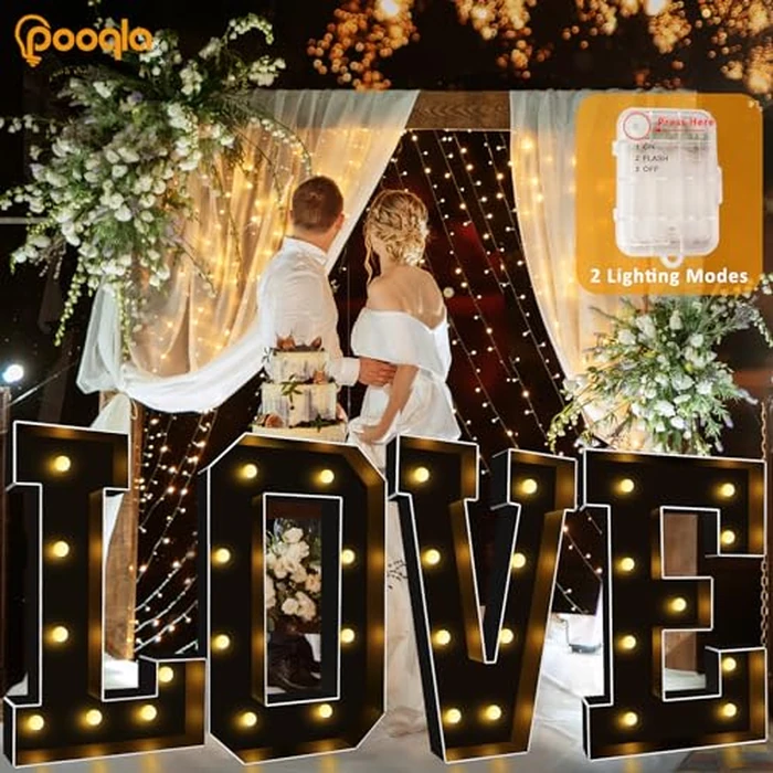 Pooqla 3FT Marquee Light Up Letters, Black LED Party Decor Large Marquee Letters 3 Feet Tall, Giant Mosaic Letter for Birthday Graduation Anniversary Wedding Decoration, Letter J by Pooqla - Image 3