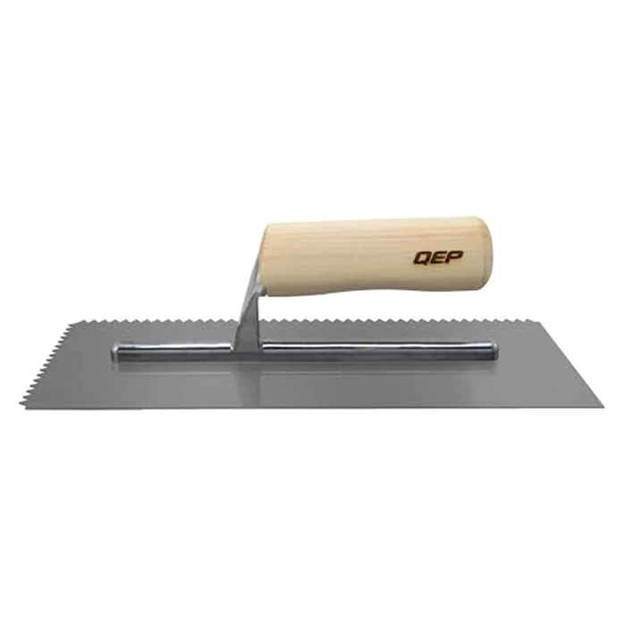 QEP 49716 V-Notch Carbon Steel Trowel with Wood Handle, 1/4" x 3/16" by QEP - Image 2