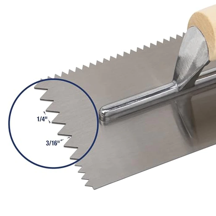 QEP 49716 V-Notch Carbon Steel Trowel with Wood Handle, 1/4" x 3/16" by QEP - Image 4