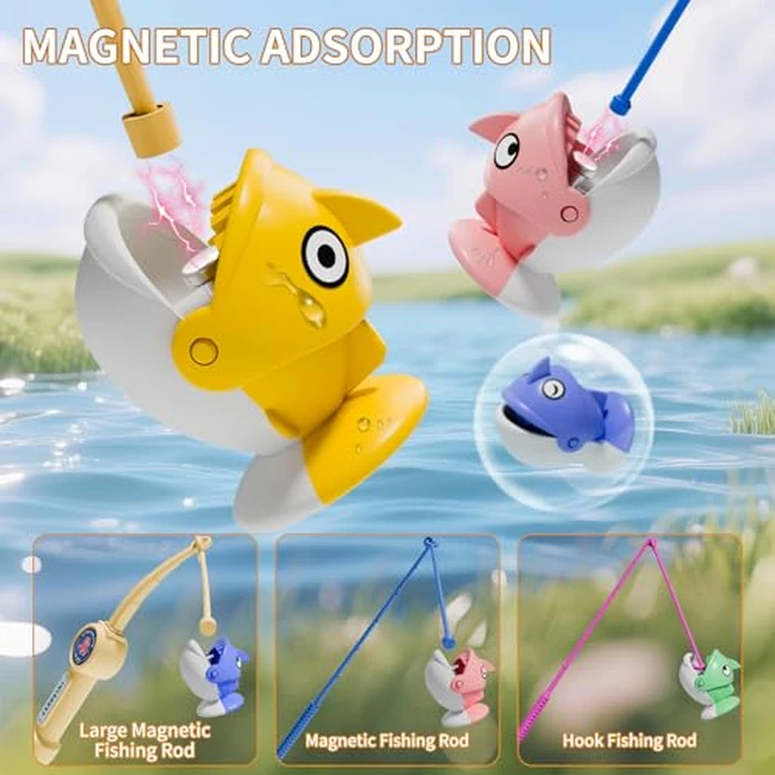 ORANGE OCEAN 70 PCS Magnetic Fishing Game Toddlers 3-5, Board Games for Kids 4-6, Fishing Toys with 360 degrees Rotation & Sound, for Boys Girl by ORANGE OCEAN - Image 3