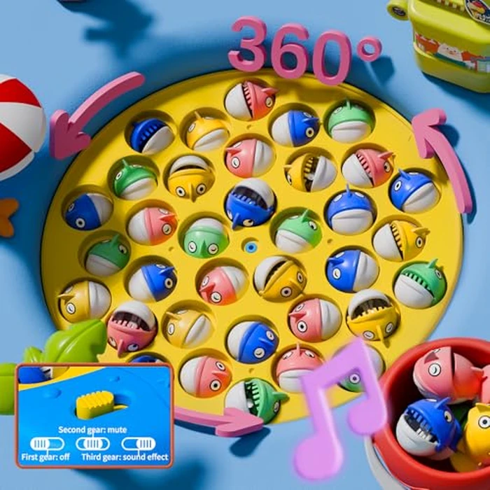 ORANGE OCEAN 70 PCS Magnetic Fishing Game Toddlers 3-5, Board Games for Kids 4-6, Fishing Toys with 360 degrees Rotation & Sound, for Boys Girl by ORANGE OCEAN - Image 4