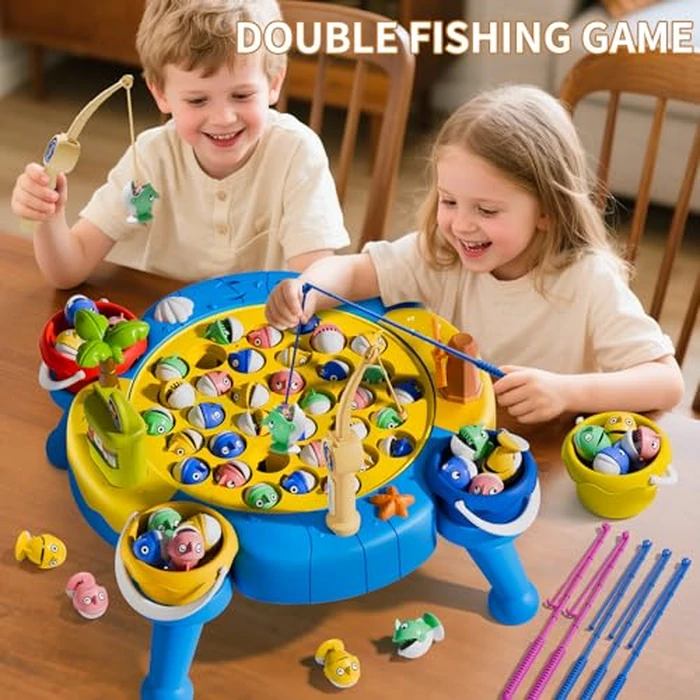 ORANGE OCEAN 70 PCS Magnetic Fishing Game Toddlers 3-5, Board Games for Kids 4-6, Fishing Toys with 360 degrees Rotation & Sound, for Boys Girl by ORANGE OCEAN - Image 5