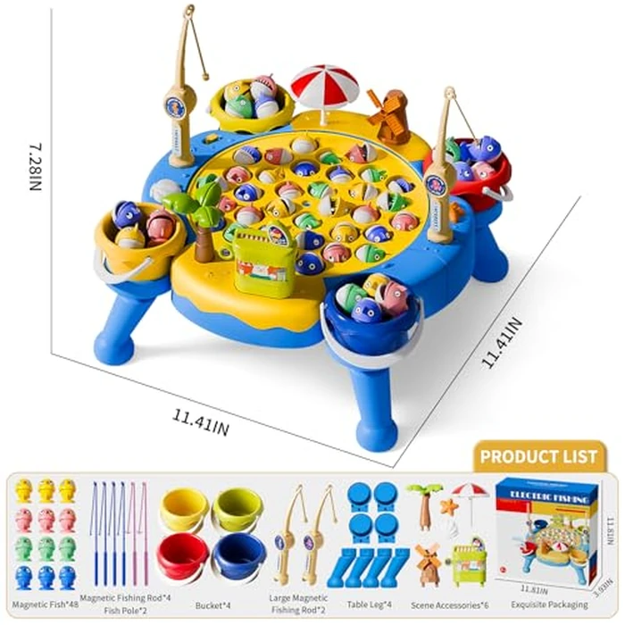 ORANGE OCEAN 70 PCS Magnetic Fishing Game Toddlers 3-5, Board Games for Kids 4-6, Fishing Toys with 360 degrees Rotation & Sound, for Boys Girl by ORANGE OCEAN - Image 7