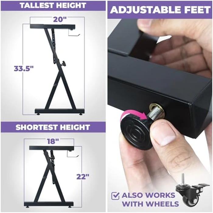 Liquid Stands Piano Keyboard Stand - Z Style Adjustable and Portable Heavy Duty Music Stand for Kids and Adults -Fits 54-88 Key Electric Pianos - Sturdy Musical Keyboard Stand (Black) by Liquid Stands - Image 3