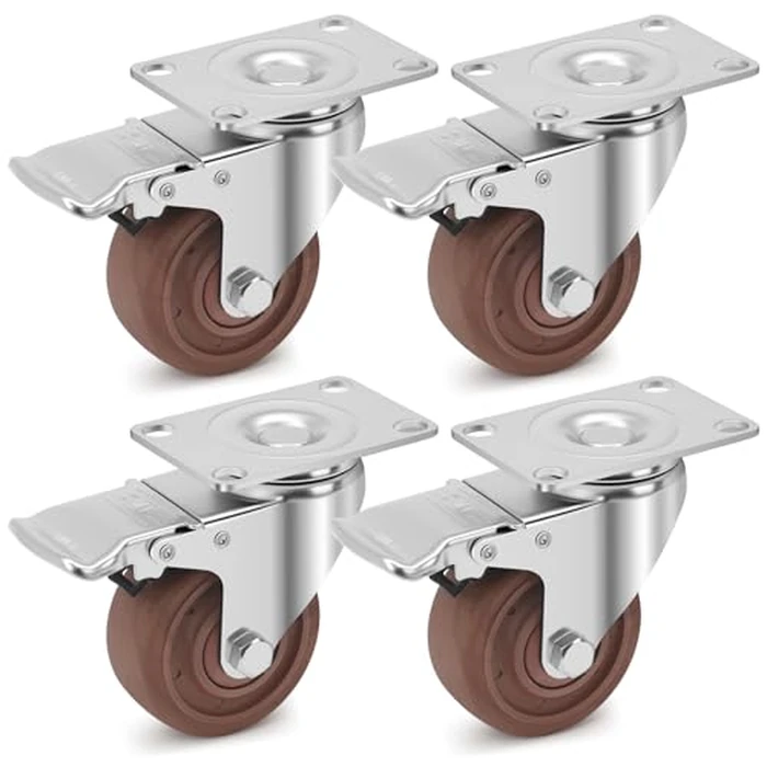 Nefish 3 Inch Casters Wheels, Heavy Duty Casters Set of 4, Durable Castor Wheels with Brake 1800 LBS, High Temperature Casters Glass Filled Nylon Wheels for Workbench, Industrial (-40 degreesF to + 475 degreesF) by Nefish - Used - Like New condition