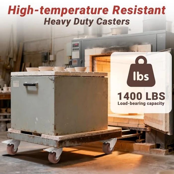 Nefish 3 Inch Casters Wheels, Heavy Duty Casters Set of 4, Durable Castor Wheels with Brake 1800 LBS, High Temperature Casters Glass Filled Nylon Wheels for Workbench, Industrial (-40 degreesF to + 475 degreesF) by Nefish - Image 4