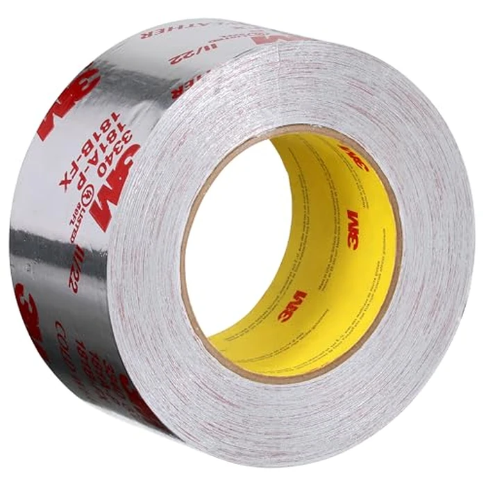 3M Aluminum Foil Tape 3340, 2.5" x 50 yd, 4.0 mil, Silver, HVAC, Sealing and Patching Hot and Cold Air Ducts, Fiberglass Duct Board, Insulation, Metal Repair by 3M - Image 1