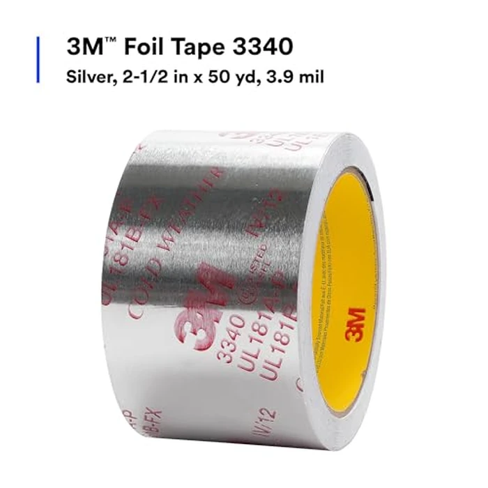 3M Aluminum Foil Tape 3340, 2.5" x 50 yd, 4.0 mil, Silver, HVAC, Sealing and Patching Hot and Cold Air Ducts, Fiberglass Duct Board, Insulation, Metal Repair by 3M - Image 3