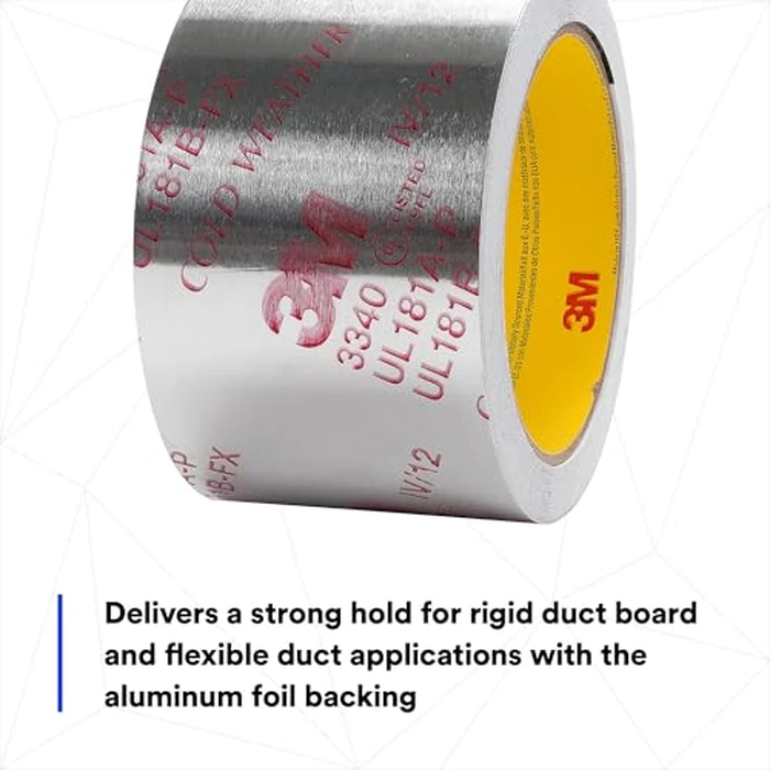 3M Aluminum Foil Tape 3340, 2.5" x 50 yd, 4.0 mil, Silver, HVAC, Sealing and Patching Hot and Cold Air Ducts, Fiberglass Duct Board, Insulation, Metal Repair by 3M - Image 4