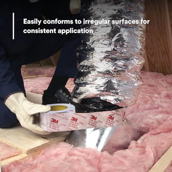 3M Aluminum Foil Tape 3340, 2.5" x 50 yd, 4.0 mil, Silver, HVAC, Sealing and Patching Hot and Cold Air Ducts, Fiberglass Duct Board, Insulation, Metal Repair by 3M - Image 6