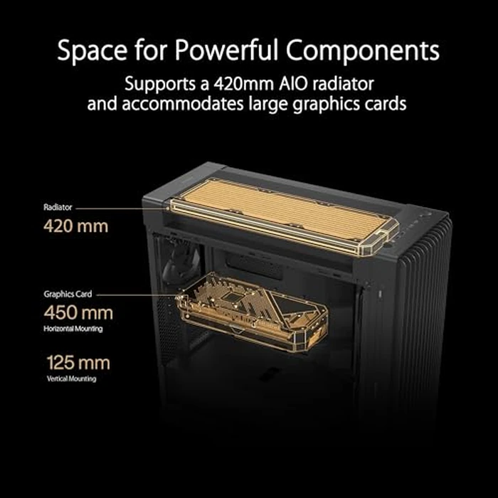 ASUS ProArt PA602 E-ATX PC Case 420mm Radiator Support, Dual 200mm Built-in Fans, Front Panel IR dust Indicator, Power Lock Latch, Tool-Less PCIe mounting & GPU Holder, 20Gbps USB-C Front I/O by ASUS - Image 4