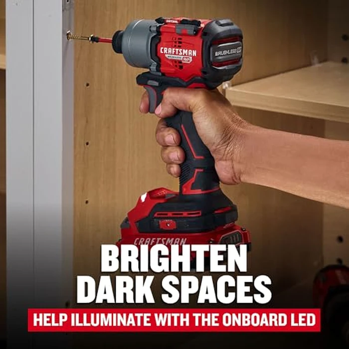 CRAFTSMAN V20 Cordless Brushless Impact Driver Set, 1/4 Impact Driver, Includes 2 Batteries and Charger (CMCF830D2) by CRAFTSMAN - Image 5