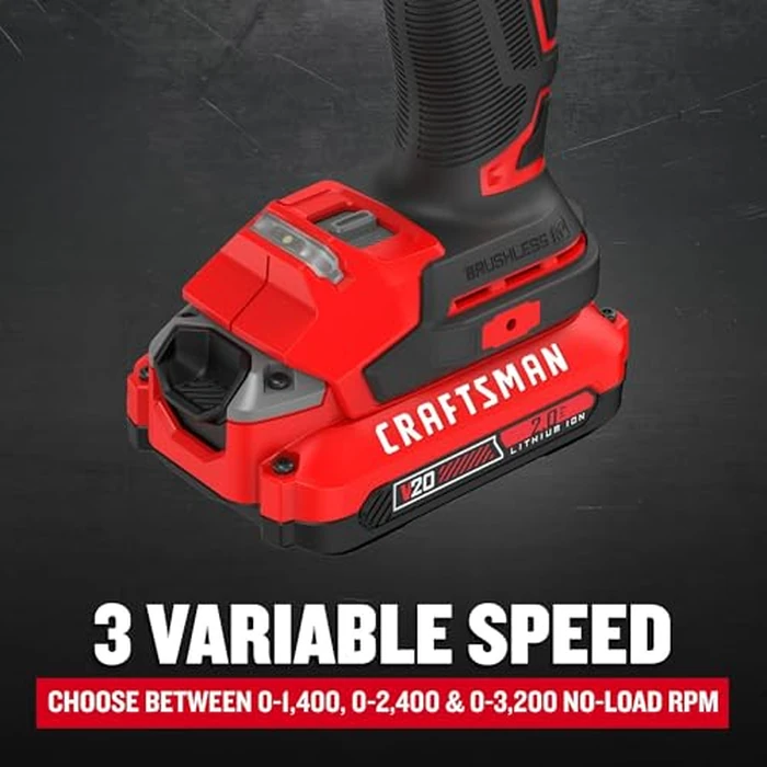 CRAFTSMAN V20 Cordless Brushless Impact Driver Set, 1/4 Impact Driver, Includes 2 Batteries and Charger (CMCF830D2) by CRAFTSMAN - Image 7
