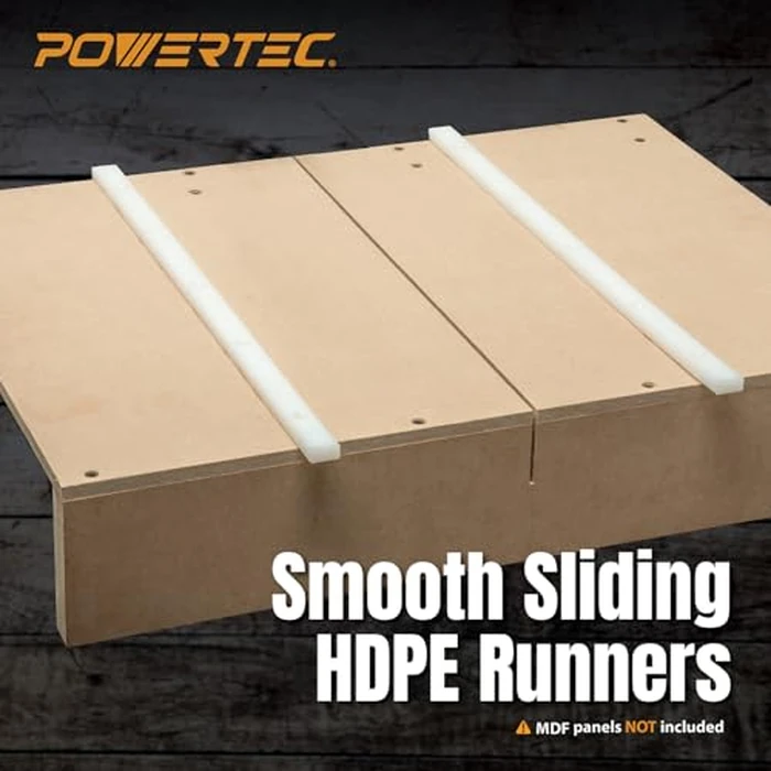 POWERTEC Table Saw Sled w/Blade Guard, 24" T Track, 19" HDPE Miter Bars, 3" T Track Stop Block, Bolt, Screw, Miter Slot Runners for DIY Table Saw Crosscut Sled, Woodworking Tools Accessories (71703) by POWERTEC - Image 4