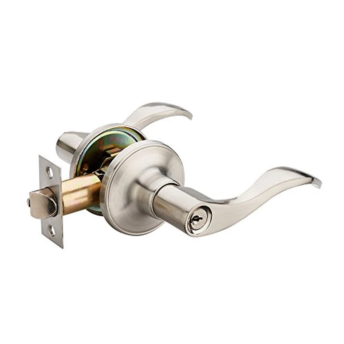 1 Pack of HENYIN Wave Lever Keyed Entry Door Lock/Door Knob Hardware Handle and Closet Lockset, Silver Color, with Key,Right Hand(805SN-R) by HENYIN - Used - Acceptable condition - CA$16.72