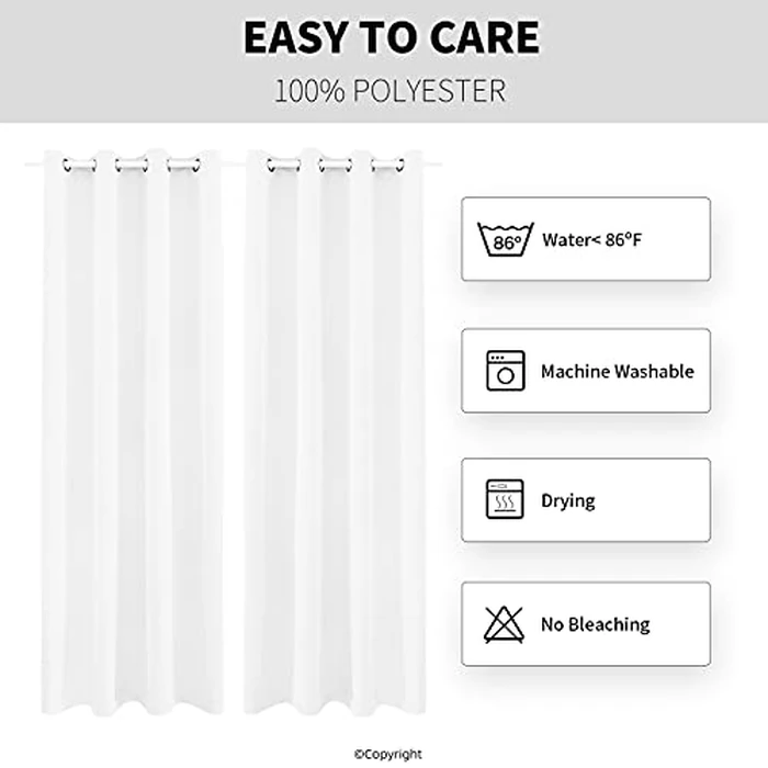 Outdoor Indoor Curtains W52 x L132 for Patio - Weather-resistant Window Panels Privacy Protect Grommet Top Thermal Insulated Home Curtain for Porch Pergola Lawn Garden Hot Tub Area (2 Panels) by DIVA EN CAMINO DEC - Image 5