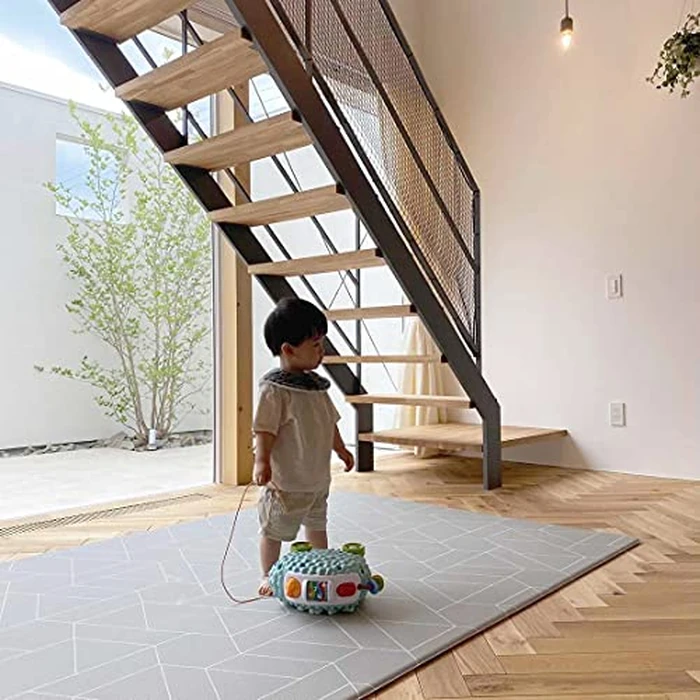 LITTLE Bot Ofie Mat, soft baby play mat, 2m x 1.4m (6.5ft x 4.5ft), durable and non-toxic (zen line + triangle, Large) by LITTLE Bot - Image 4