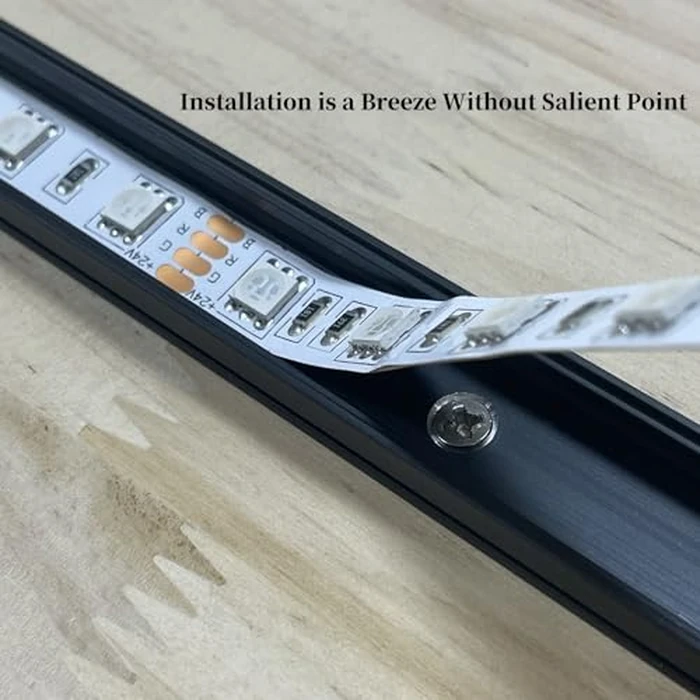 THMOOTHER 10-Pack 6.56FT Pre-Drilled Countersunk Hole LED Strip U Channel Diffuser, Matte Black Flush Mounted Under Cabinet Tape Light Aluminum Low Profile with Milky Cover (10, 6.56FT) by THMOOTHER - Image 6