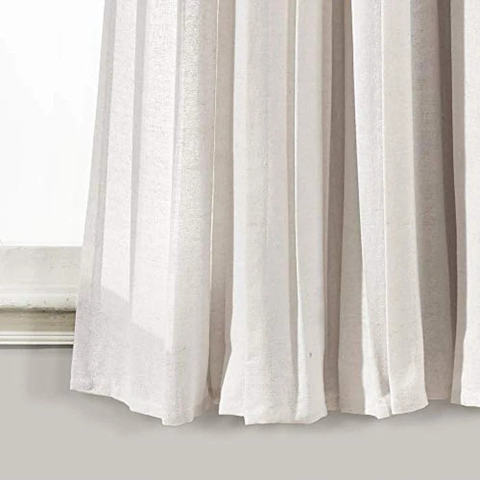 Lush Decor Linen Button Window Curtain Panel, Single, 40" W x 63" L, Linen - Country Curtains - Rustic Decor - Color Block Modern Farmhouse Curtains for Living Room, Bedroom & Dining Room by Lush Decor - Image 4