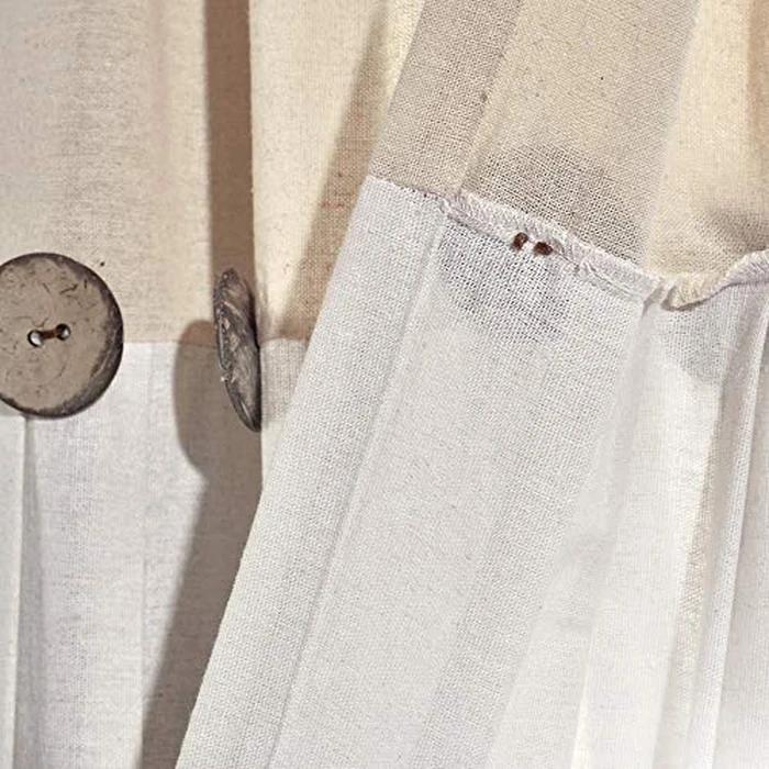 Lush Decor Linen Button Window Curtain Panel, Single, 40" W x 63" L, Linen - Country Curtains - Rustic Decor - Color Block Modern Farmhouse Curtains for Living Room, Bedroom & Dining Room by Lush Decor - Image 5