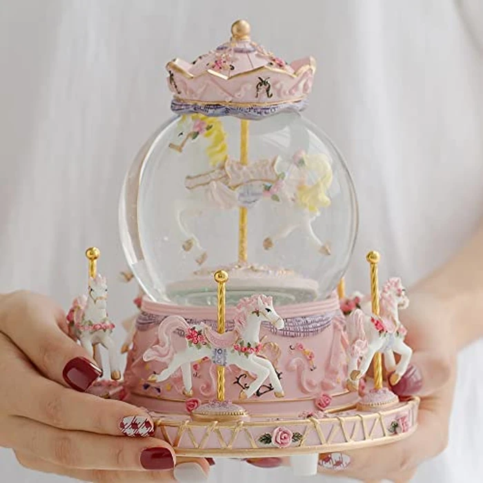 LOVE FOR YOU Gift-Wrapped with Ribbon Musical Snow Globe Carousel Music Box Color Lights Horses Unicorn Decor Gifts for Girls and Daughter Granddaughter Niece Women Kids Christmas Birthday by LOVE FOR YOU - Image 3