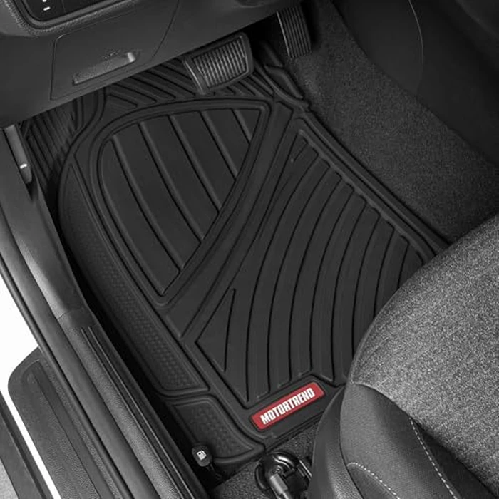 Motor Trend FlexTough Performance All Weather Rubber Car Floor Mats - 3 Piece Floor Mats Automotive Liners for Cars Truck SUV, Heavy-Duty Waterproof (Black) by Motor Trend - Image 2