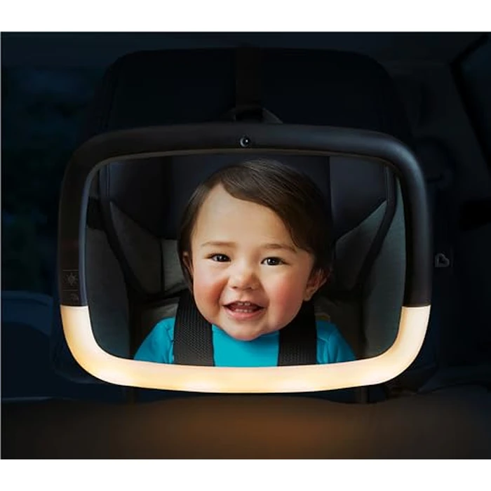 Munchkin Baby Car Mirror for Rear Facing Car Seats, Night Light LED Pivot 360 Baby in-Sight Adjustable Auto Mirror, Black by Munchkin - Image 2
