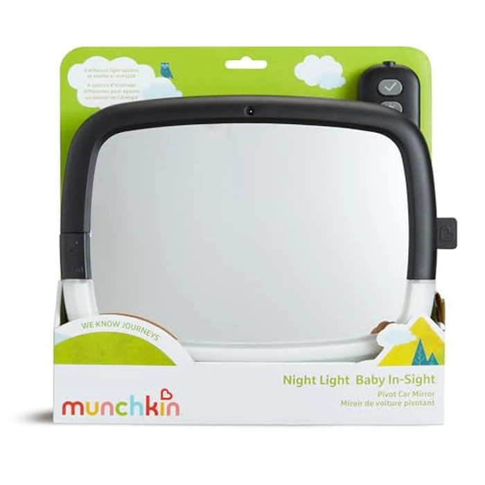 Munchkin Baby Car Mirror for Rear Facing Car Seats, Night Light LED Pivot 360 Baby in-Sight Adjustable Auto Mirror, Black by Munchkin - Image 7