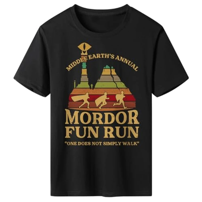 Lontse Middle Earth's Annual Mordor Fun Run one Does not Simply Walk T-Shirt for Men,Black/k2,S by Lontse - Image 1