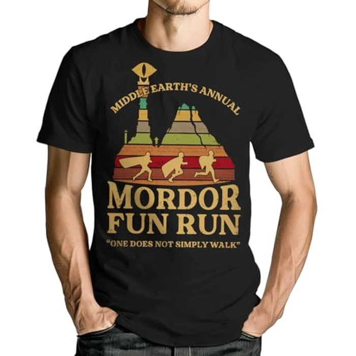 Lontse Middle Earth's Annual Mordor Fun Run one Does not Simply Walk T-Shirt for Men,Black/k2,S by Lontse - Image 2
