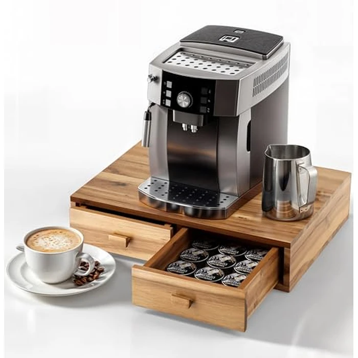 Tinamo Acacia Wood Coffee Pod Storage Box, 30 Pod Capacity, Coffee Pods and Tea Organizer Holder, K Pod Drawer Coffee Maker Machine Stand, for K-Cup Drawer Organizer Under Brewer (Acacia, 2 drawer) by Tinamo - Used - Like New condition