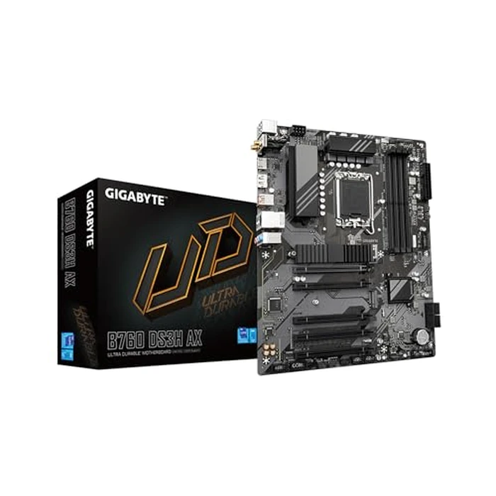 GIGABYTE B760 DS3H AX (rev. 1.x) LGA 1700 Intel B760 ATX Motherboard with DDR5, 2* M.2, PCIe 4.0, USB 3.2 Gen 2 Type-C, WiFi 6E Realtek GbE LAN, Q-Flash Plus, PCIe EZ-Latch by GIGABYTE - Used - Acceptable condition - CA$163.32