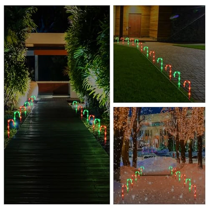 VIHOSE 12 Pcs 17 Inch Christmas Candy Cane Lights with Stakes Waterproof Pathway Markers Candy Cane Christmas Decorations for Xmas Holiday Garden Patio Lawn Yard Landscape Path Outdoor Decor by VIHOSE - Image 4