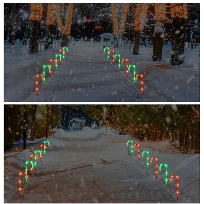 VIHOSE 12 Pcs 17 Inch Christmas Candy Cane Lights with Stakes Waterproof Pathway Markers Candy Cane Christmas Decorations for Xmas Holiday Garden Patio Lawn Yard Landscape Path Outdoor Decor by VIHOSE - Image 5