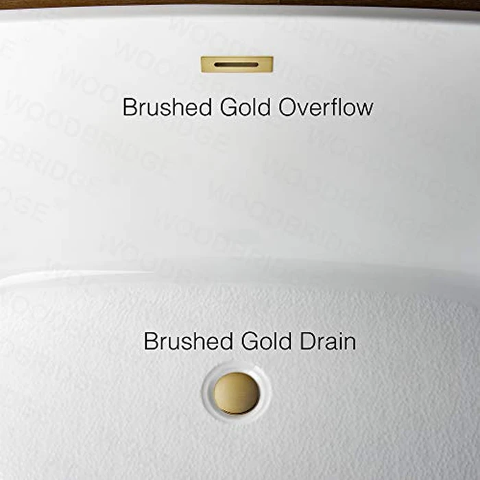 WOODBRIDGE 71"Freestanding White Acylic Soaking Bathtub with Brushed Gold Drain and Overflow,BTA1517 -BG-Drain &O by WOODBRIDGE - Image 7