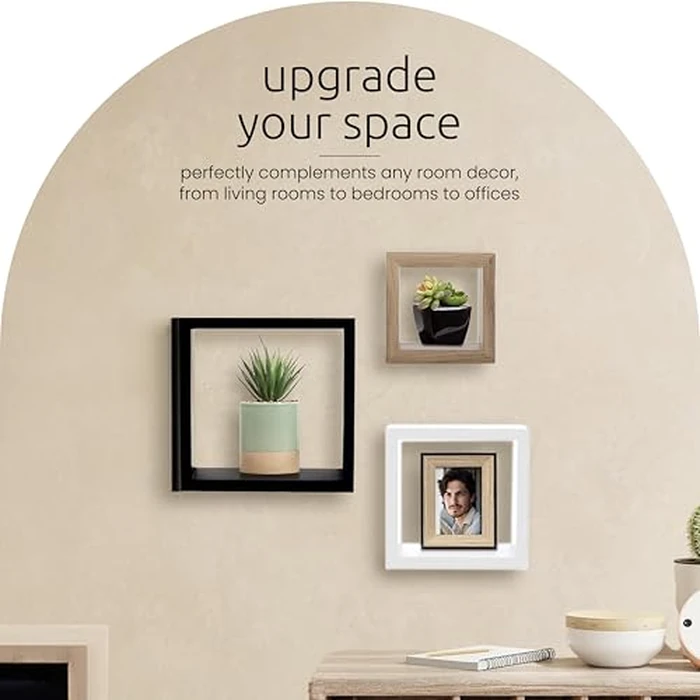 Kiera Grace Cubbi Floating Shelves, Modern Wall-Mounted Square Shelves for Bedroom, Bathroom, Kitchen, Easy to Hang, 5"/7"/9", White, Set of 3 by Kiera Grace - Image 6