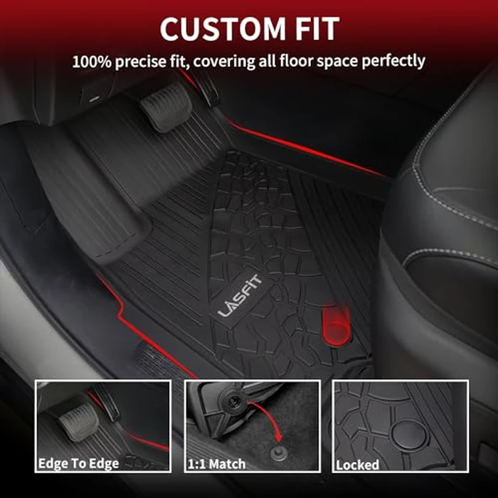 LASFIT Floor Mats & Trunk Mat for Jeep Grand Cherokee WL 2022-2025 2026 5-Seat (Include 4xe, NOT for L), All Weather TPE Custom Fit Car Mats Floor Liners Cargo Liner Cargo Mat Black by LASFIT - Image 3