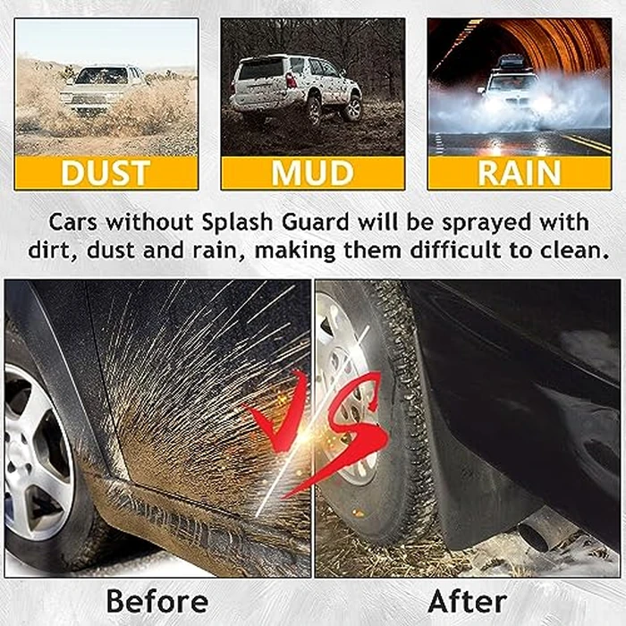 ECOTRIC Mud Flaps Splash Guards Compatible with 2001-2014 Chevy Chevrolet Silverado/Avalanche/Suburban/Tahoe W/O Fender Flares Replacement for 19213393 19213391 4Pcs Front and Rear Mudguards Mudflaps by ECOTRIC - Image 4