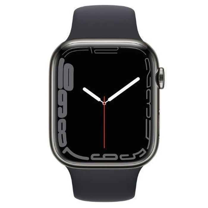 Apple Watch Series 7 (Cellular + GPS) - 32GB - 41mm - Graphite Stainless Steel Case with Midnight Rubber Sport Band by Apple - Image 1