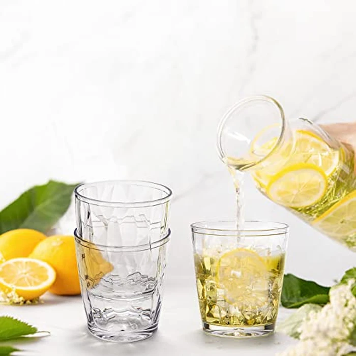 Hedume Set of 8 Plastic Water Tumblers, 4 Pack 17-Ounce and 4 Pack 10-Ounce Transparent Drinking Glasses, Clear Acrylic Reusable Juice Wine Cups Stackable for Home, Picnic Party by Hedume - Image 5