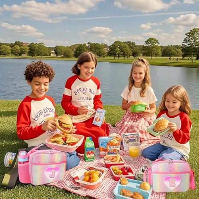 RHCPFOVR Kids Initial Lunch Bag - Insulated Lunch Box for Boys Girls,Washable Lunch Bag and Reusable Toddler Leak-proof Lunchbox for School and Daycare Pink E by RHCPFOVR - Image 7