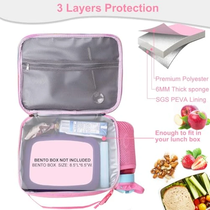 RHCPFOVR Kids Initial Lunch Bag - Insulated Lunch Box for Boys Girls,Washable Lunch Bag and Reusable Toddler Leak-proof Lunchbox for School and Daycare Pink E by RHCPFOVR - Image 8