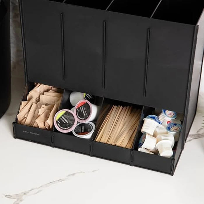 Mind Reader 4-Compartment Single Serve Coffee Pod Dispenser, 120 Pod Capacity, Breakroom, 14.5"L x 9"W x 12.25"H, Black by Mind Reader - Image 5