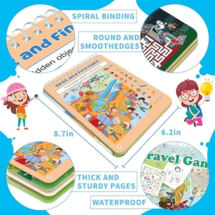 Elfew 2 Pack Reusable Activity Game for Kids Ages 4-8, 8-12,Travel Games Include 56 Different Game,1-2 Players,Toy & Learning Tool for Road Trip Airplane Activity by Elfew - Image 3