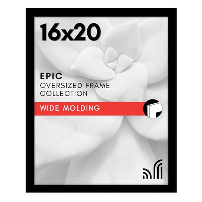 Americanflat 16x20 Picture Frame with Polished Plexiglass - Black Picture Frame - Wide Photo Frames Made of Engineered Wood for Vertical or Horizontal Wall Display - Epic Collection - Black by Americanflat - Image 1