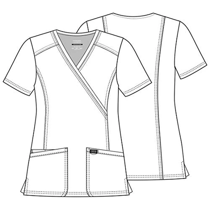 Cherokee Scrubs Top for Women Mock Wrap with 3 Pockets, Soft, 2-Way Stretch & Durable Fabric - WW610, S, Royal by Cherokee - Used - Like New condition